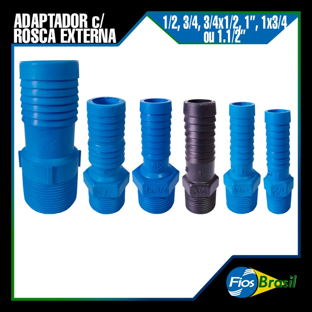 Adaptador c/ Rosca Externa 1/2, 3/4, 1Pol, 1.1/2, 1x3/4 e 3/4x1/2 | Para Sistemas de irrigação, PEBD