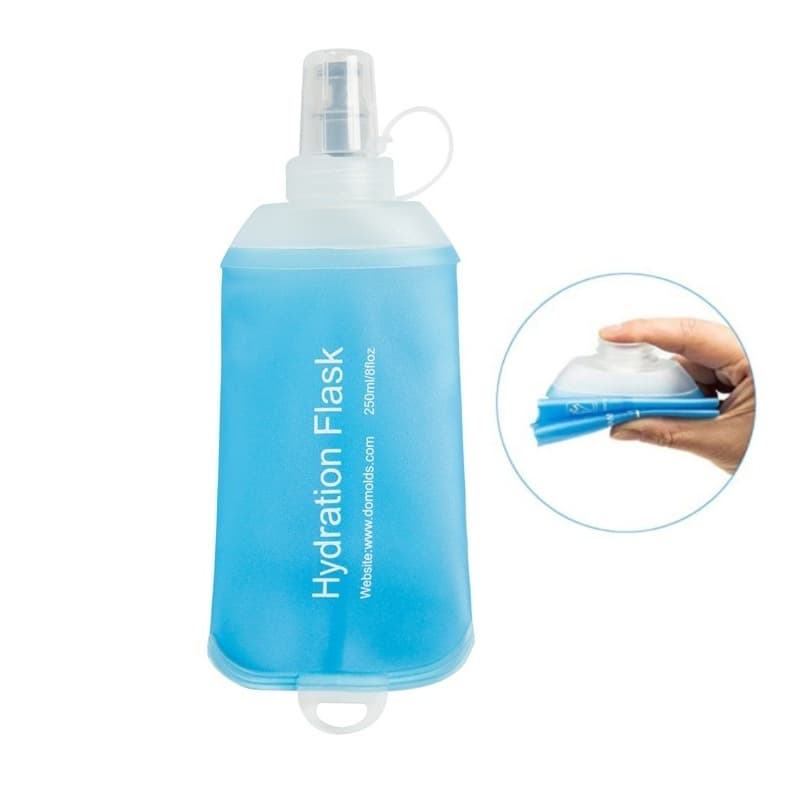 Garrafa de Agua Corrida 250ML Dobrável Squeeze Soft Flask Silicone Portátil