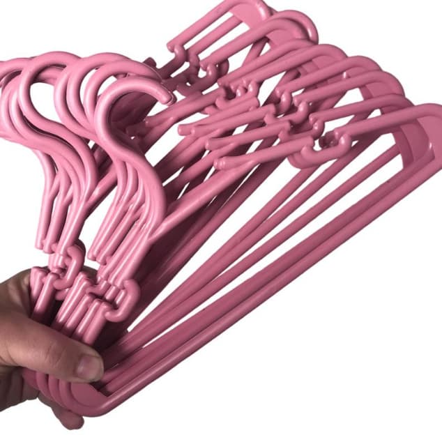 Kit 20 Cabides Infantil Rosa Plástico Reforçado 30x15cm