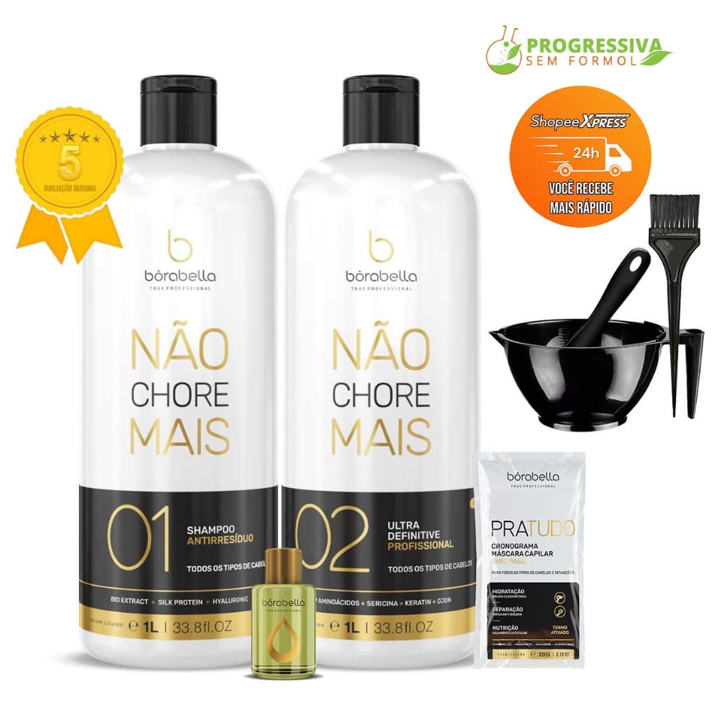Kit Borabella Progressiva Sem Formol Não Chore Mais 2x1 L