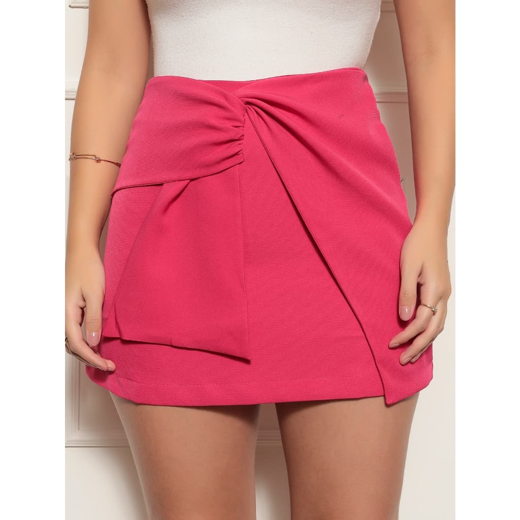 Saia curta cintura alta com zíper traseiro moda feminina desconto de preço baixo na moda