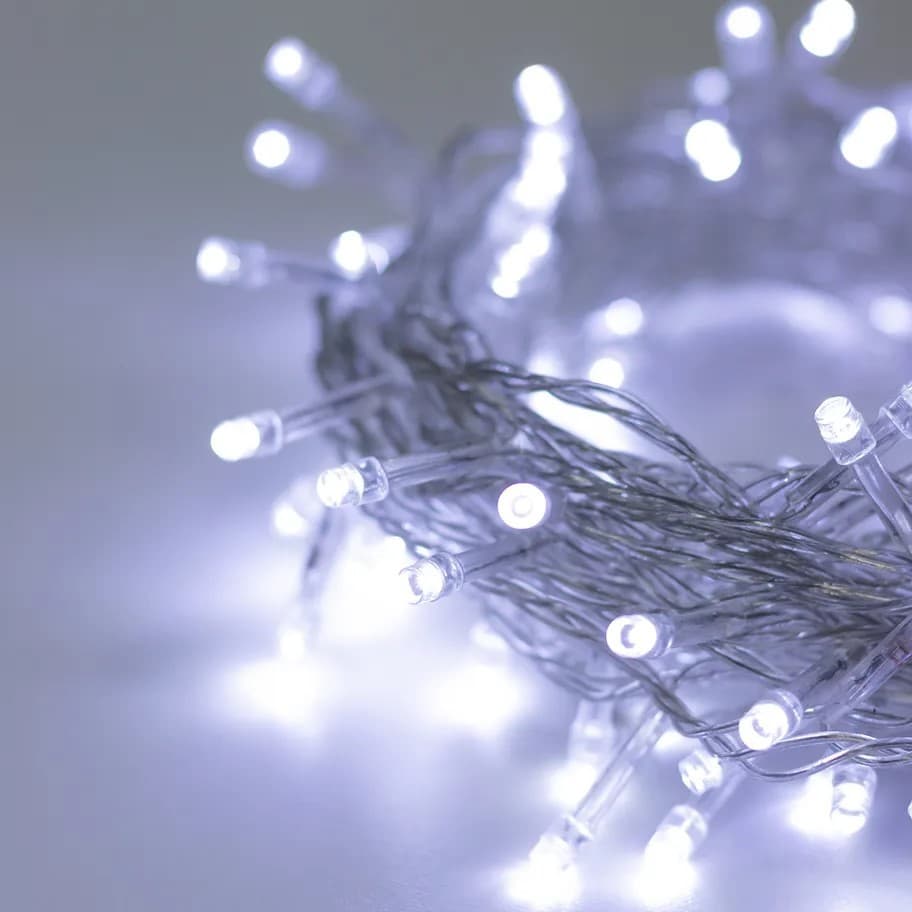 Pisca Pisca Branco Frio C/ Fio Transparente 100 Leds 8 Funções 127v Ou 220v 10 Metros Decoração Iluminação Natal