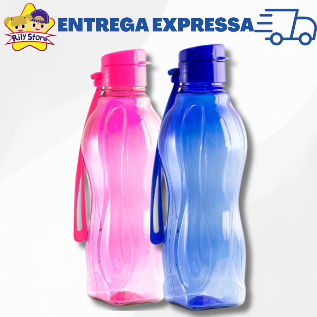 Kit com 2 Garrafas Squeeze 600 ML de Água, Academia, Esportes Cores Sortidas