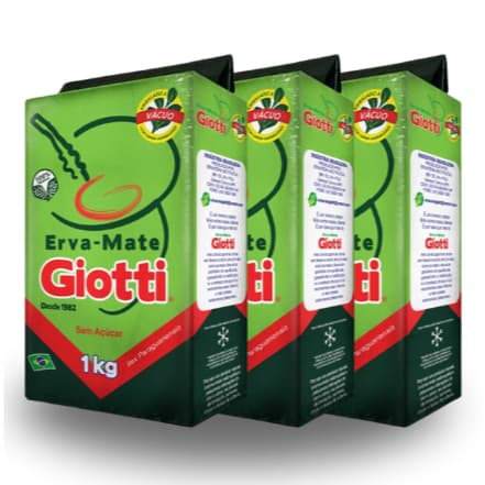 Kit 3 Erva Mate Giotti Tradicional A Vácuo Sem Açucar Natural Chimarrão Verdinha Fresquinha Saborosa