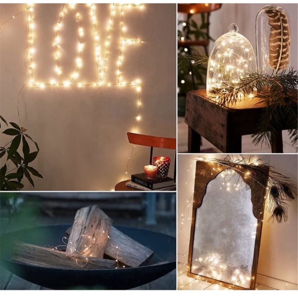 Fio Fada Cordão de 30 Leds 3m 2 Pilhas AA Branco-Quente Branco-Frio Decoração Casa Natal Artesanato