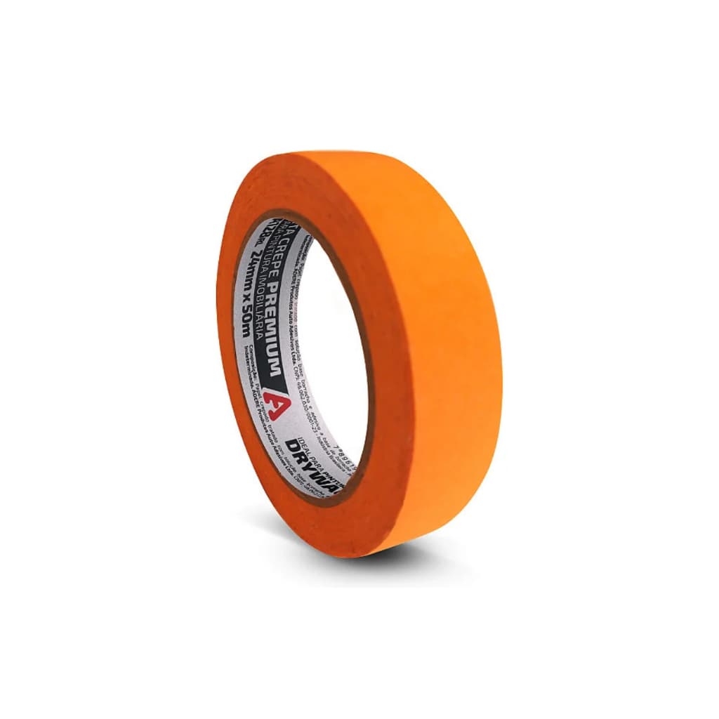 Fita Crepe Laranja  Adere 24mmx50m – 45mmx50m  Alta Adesão para Diversas Aplicações