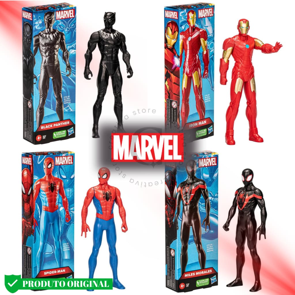 Boneco Vingadores Marvel Pantera Negra / Capitão América / Homem de ferro / Homem Aranha - Hasbro