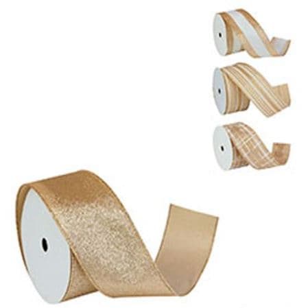 Fita Aramado 9,14Mx6,3Cm Champanhe Com Glitter Natal