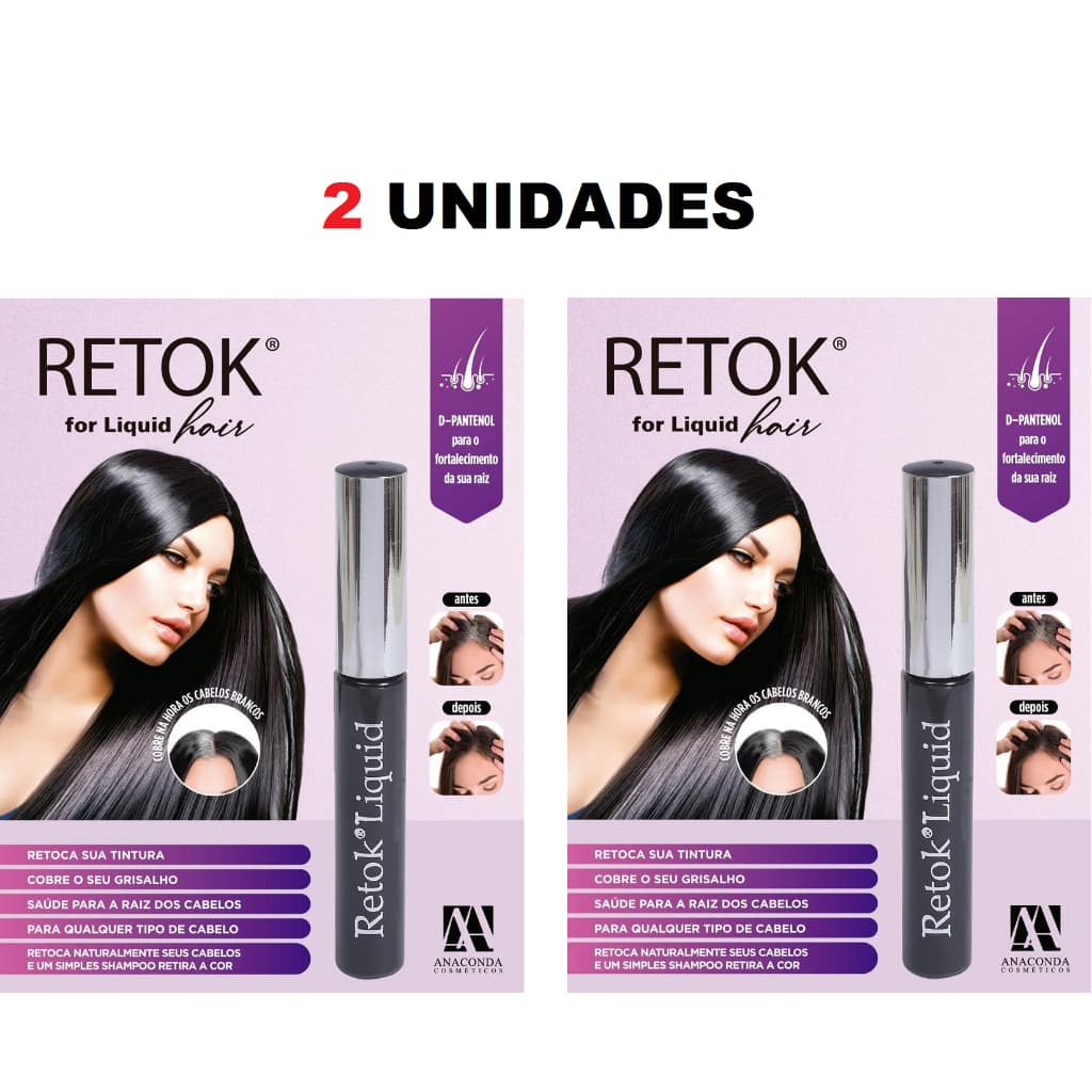 Kit 2 Retok Liquido para Cabelo e Barba Preto Anaconda - 8ml