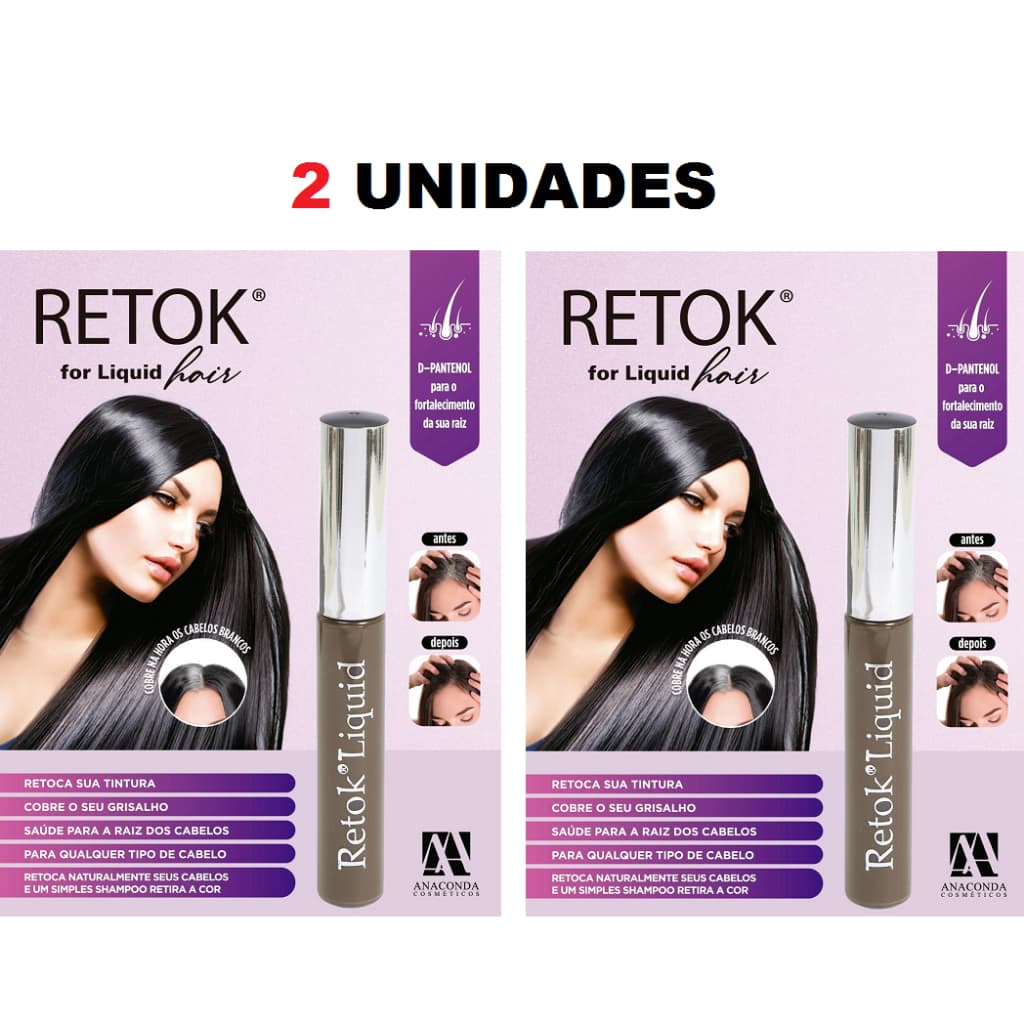 Kit 2 Retok Liquido para Cabelo e Barba Castanho Médio Anaconda - 8ml
