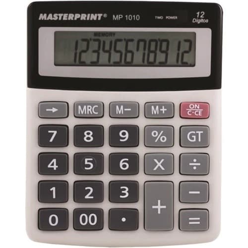 Calculadora Eletrônica Digital Com 12 Dígitos E Carregamento Solar Masterprint 1010