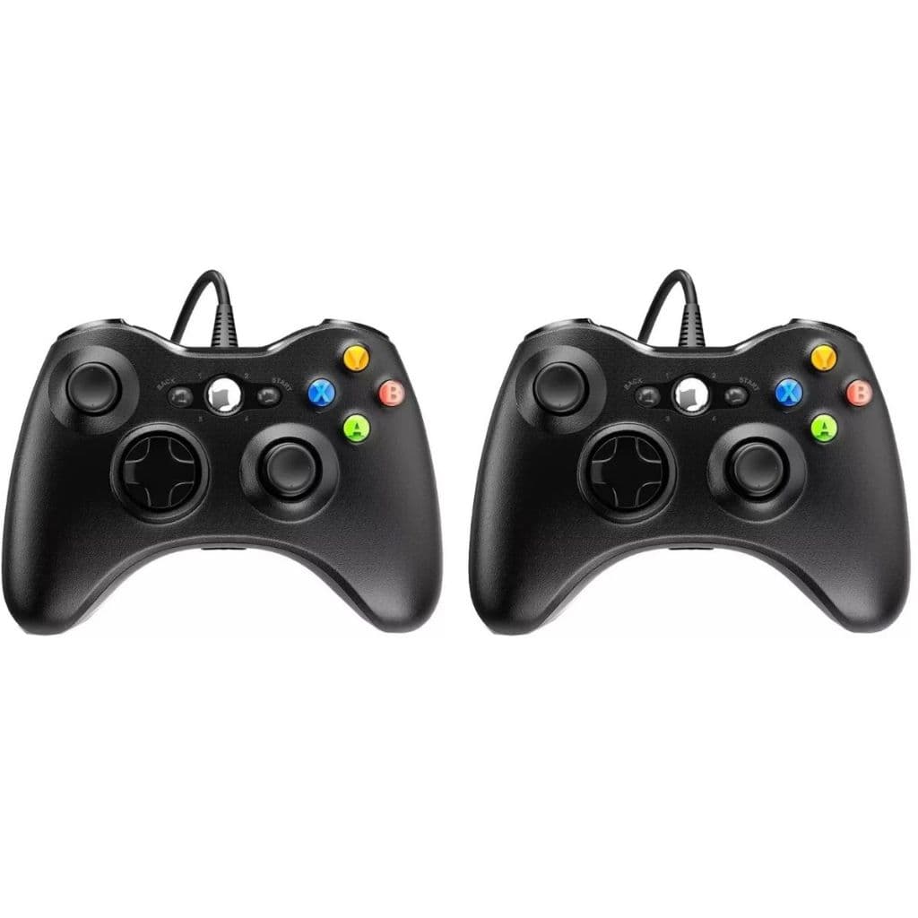 Kit 2 Controle Joystick para X-BOX 360, PC Com Cabo - Comprimento de 2 Metros.