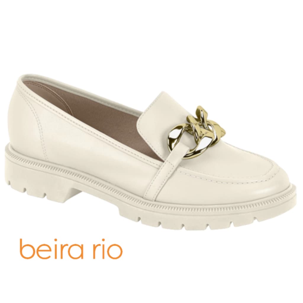 Sapato Loafer Mocassim Feminino Beira Rio com corrente