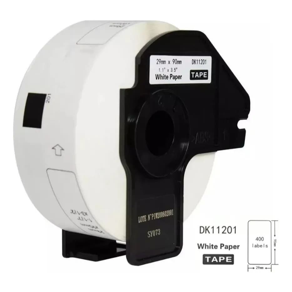 Etiqueta Compatível Dk 1201 29X90MM - Rolo c/ 400 Etiquetas ***ACOMPANHA SUPORTE***
