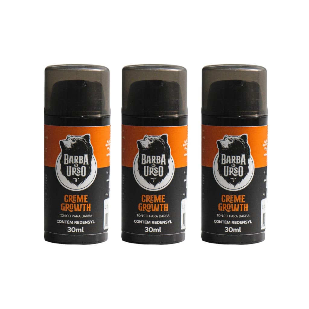 Kit 3 Tônico Para Falhas na Barba Creme Growth com Redensyl Barba De Urso