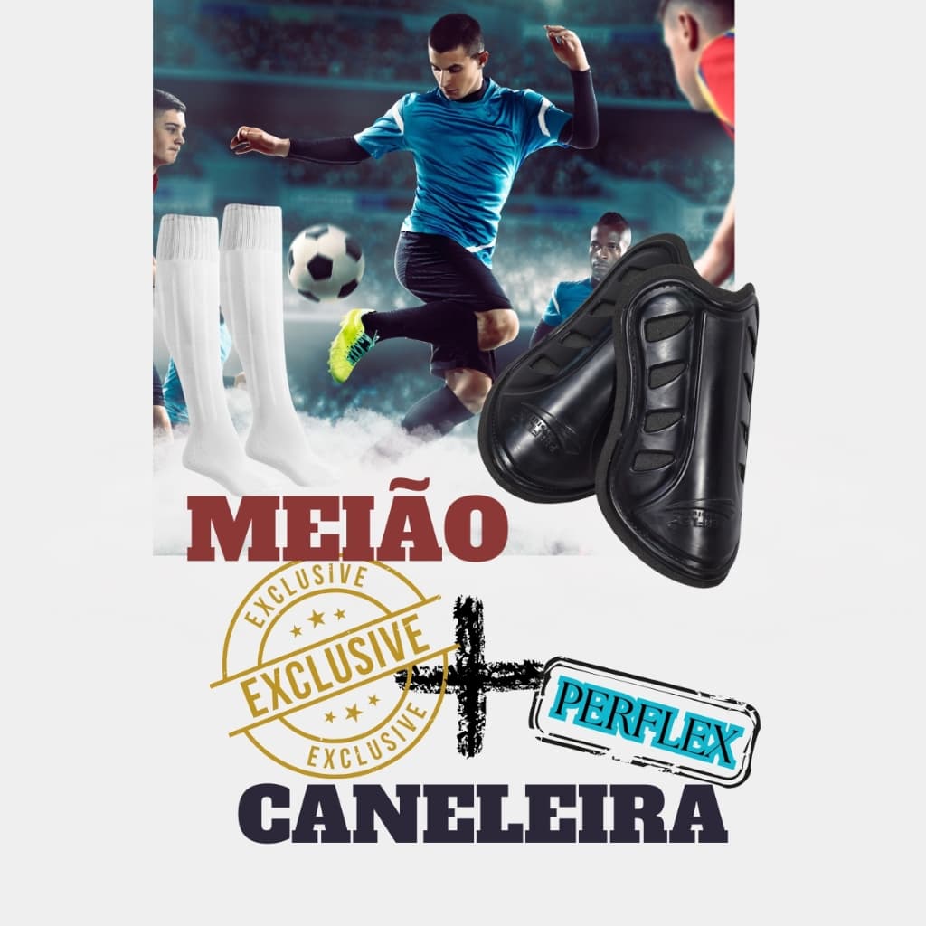 MEIÃO com CANELEIRA Adulto Infantil Promoção kit Futebol