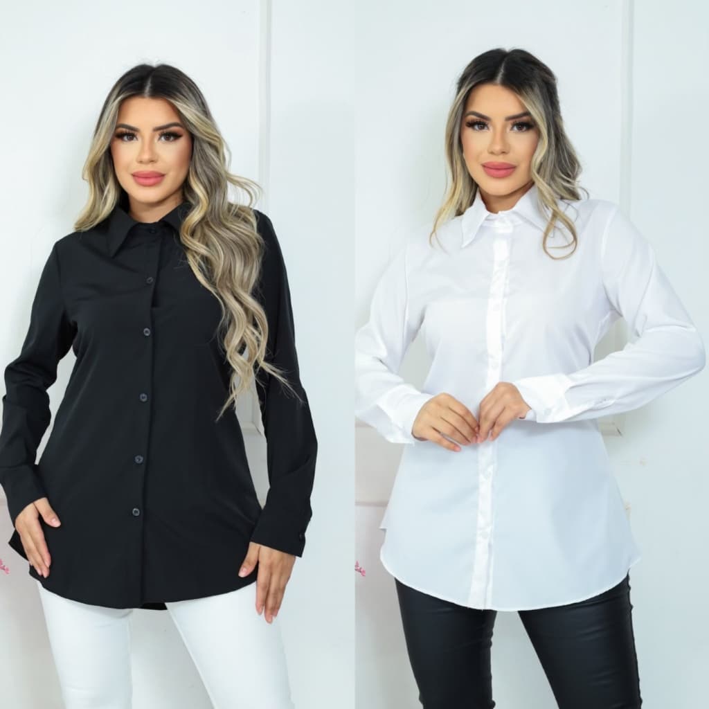 ZAVA Oversized Camisa Feminina Manga Longa