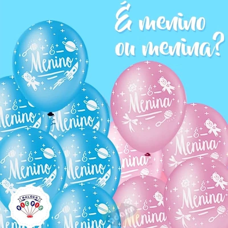 Balão N10 Chá Revelação Azul e Rosa PIC PIC Festa