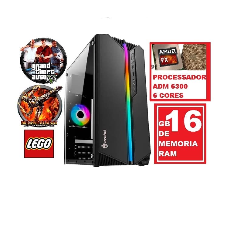 Gabinet Gamer Evolut Amd 6 Cores 16 Gb