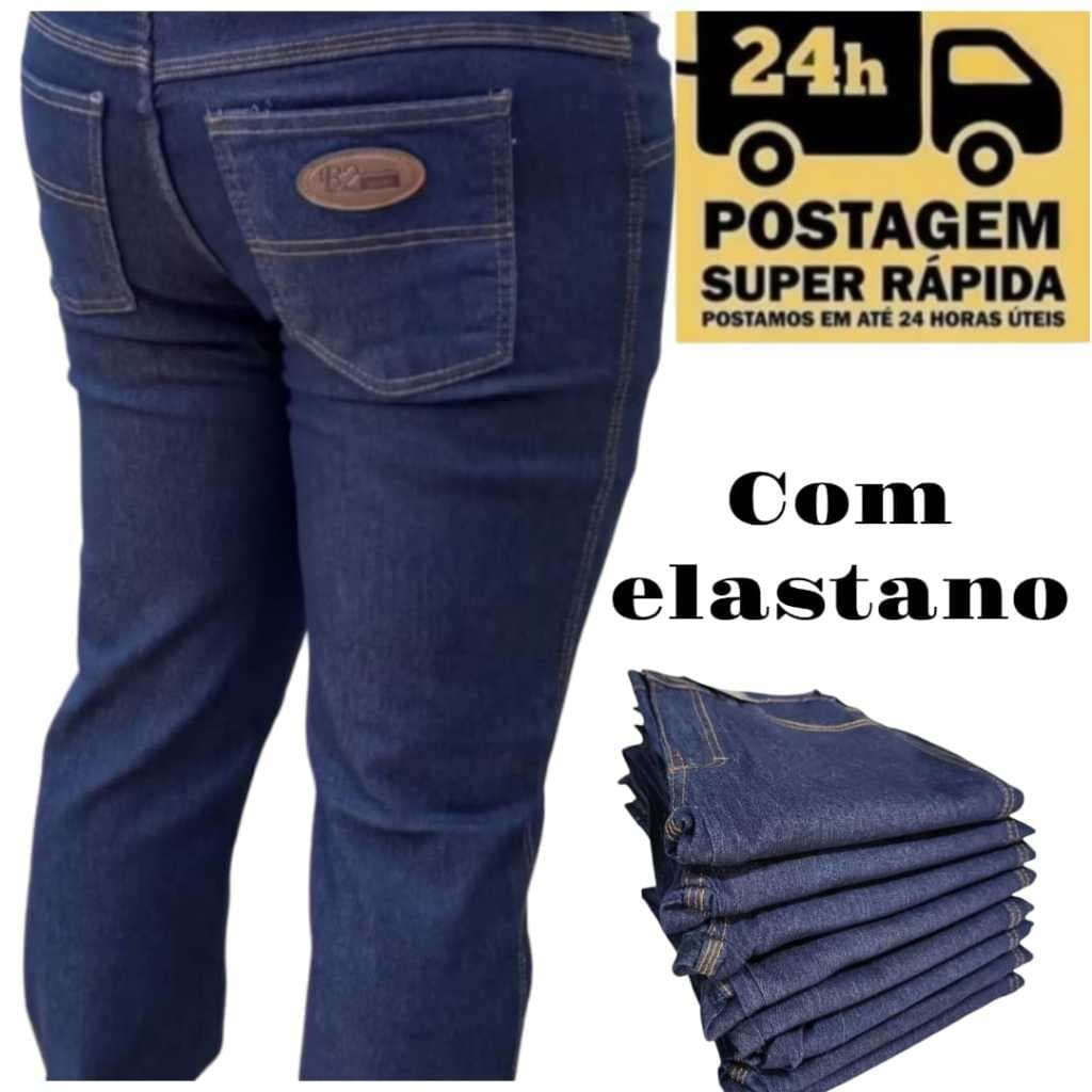 Calça Masculina Jeans Tradicional Reta Trabalho com Elastano