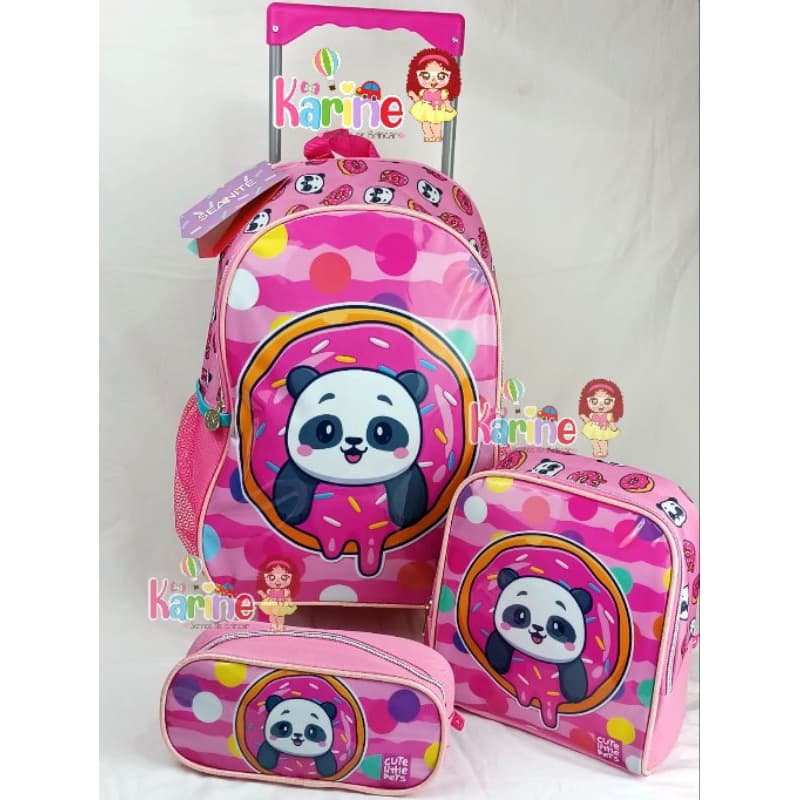 Kit Mochila Escolar Infantil PANDA FOFA Com Rodinhas / MOCHILA INFANTIL/ kit mochila menina kit mochila 2026
