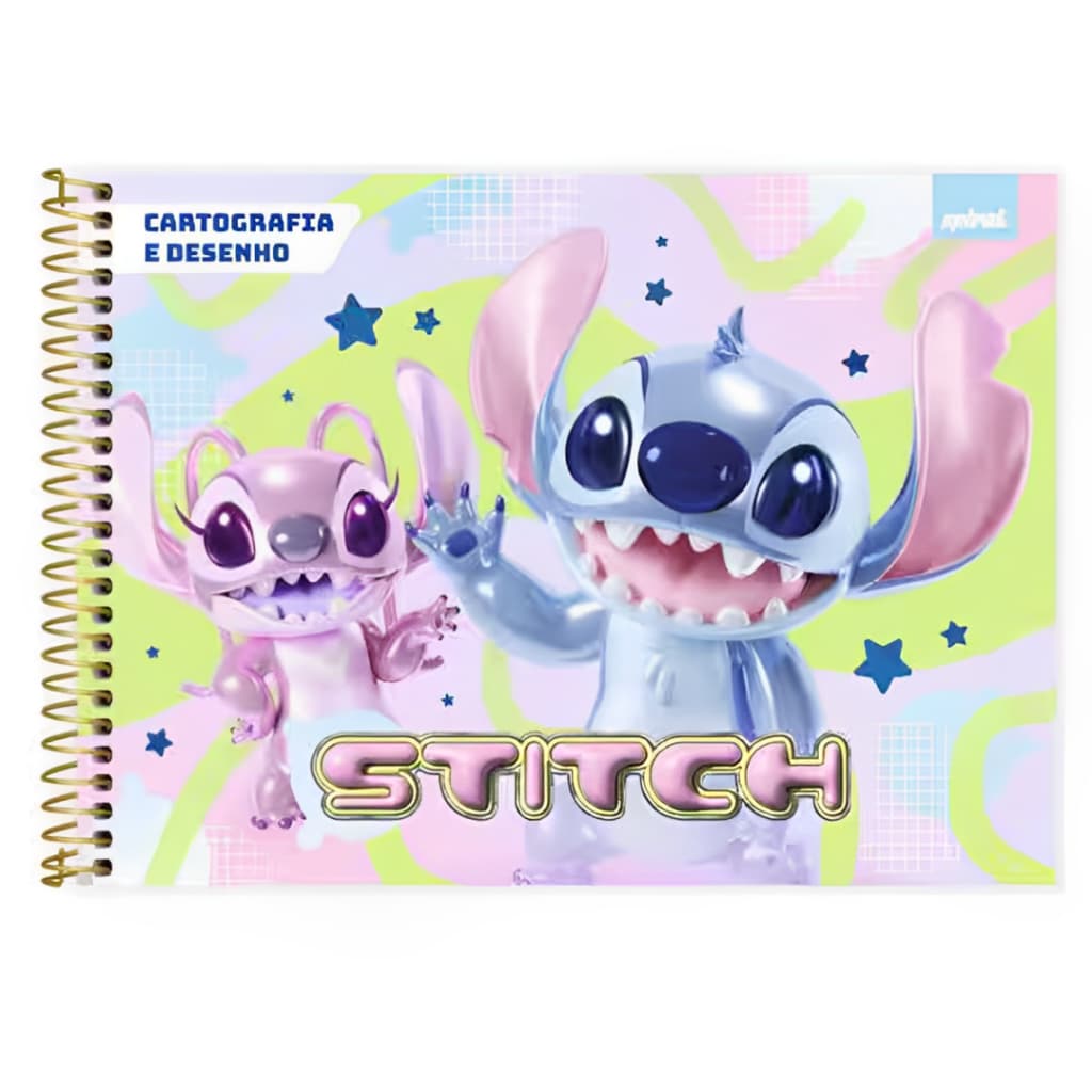Caderno Cartografia/Desenho Capa Dura 80 Folhas Disney Stitch Tamanho 275 x 200mm 63g Spiral