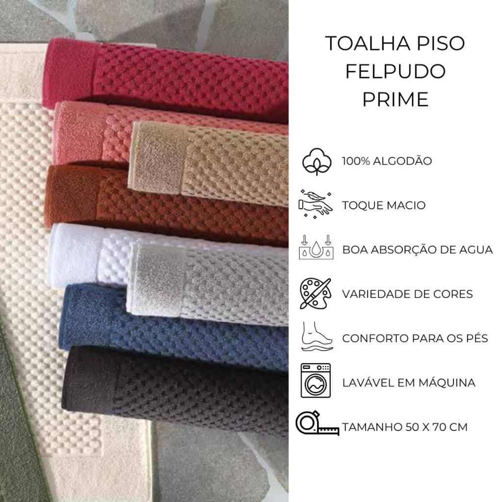 Tapete Toalha Piso Banheiro Tecido Felpudo Super Macio Algodão 50x70cm Piso Prime Dohler