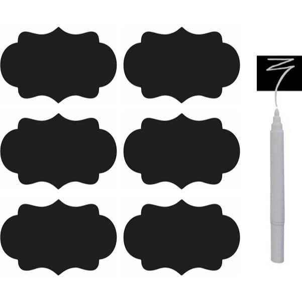 30 Etiquetas Adesivas Modelo Lousa + 1 Caneta Giz Branca