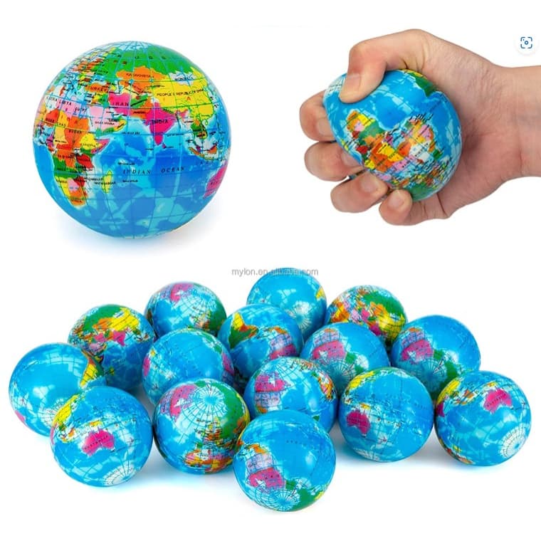 Kit 12 Bola Macia Fisioterapia Anti Stress Massagem Bola/Smile/Mapa Mundial Globo/Futebol