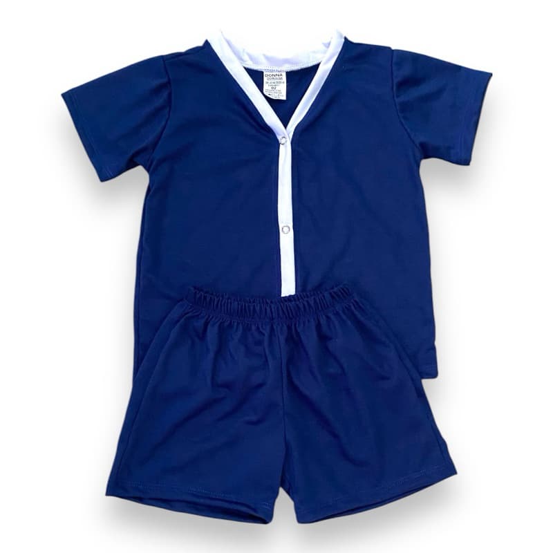 kit pijama infantil menino americano curto verão botão