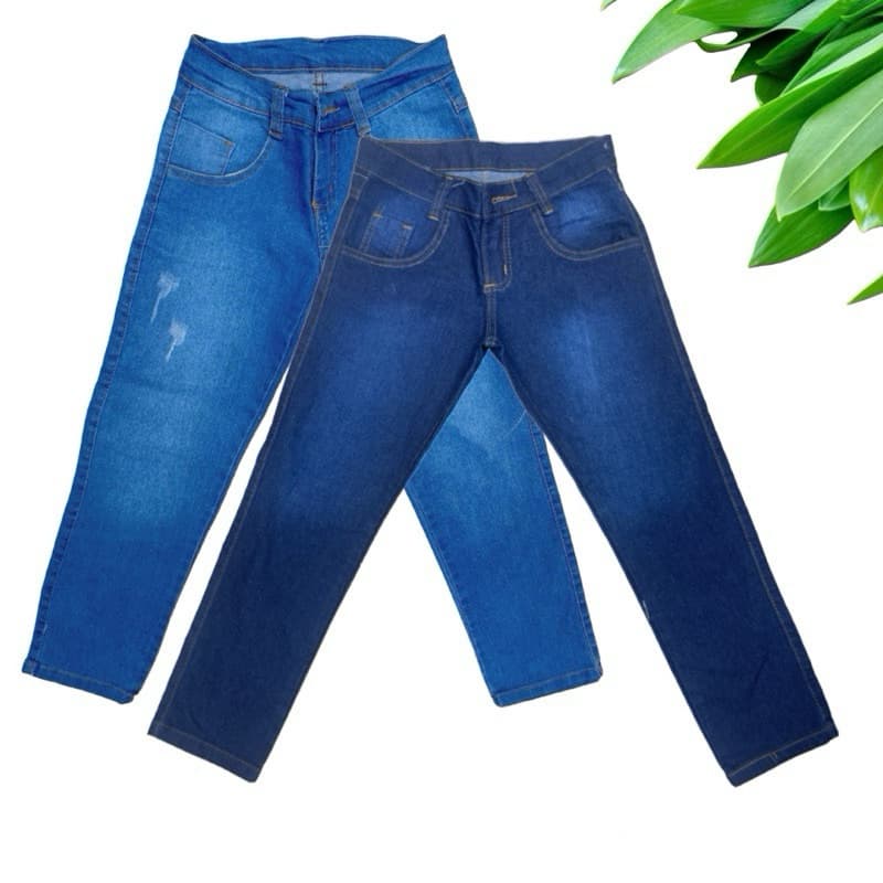 Calça Jeans Denim Menino Infantil Juvenil Com Botão S.M