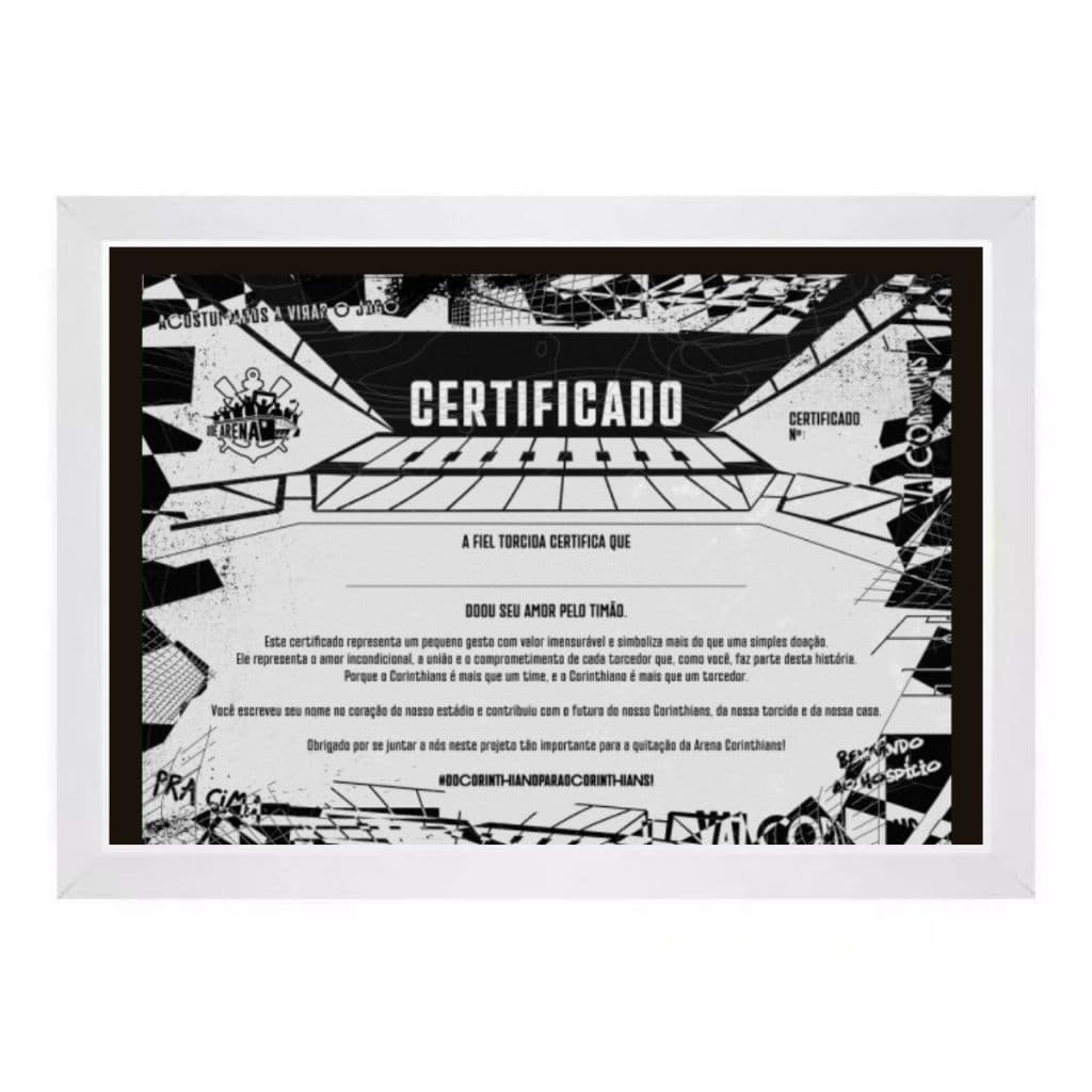 Moldura para Certificado de Quitação da Arena com Vidro Tamanho A4 Envio Completo com Impressão