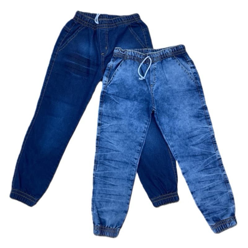 Calça Jogger Juvenil Menino Infantil Jeans Com Elástico E Punho