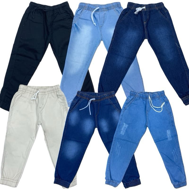 Kit De 3 Peças Calça Jogger Menino Infantil Juvenil Multicolorido Top