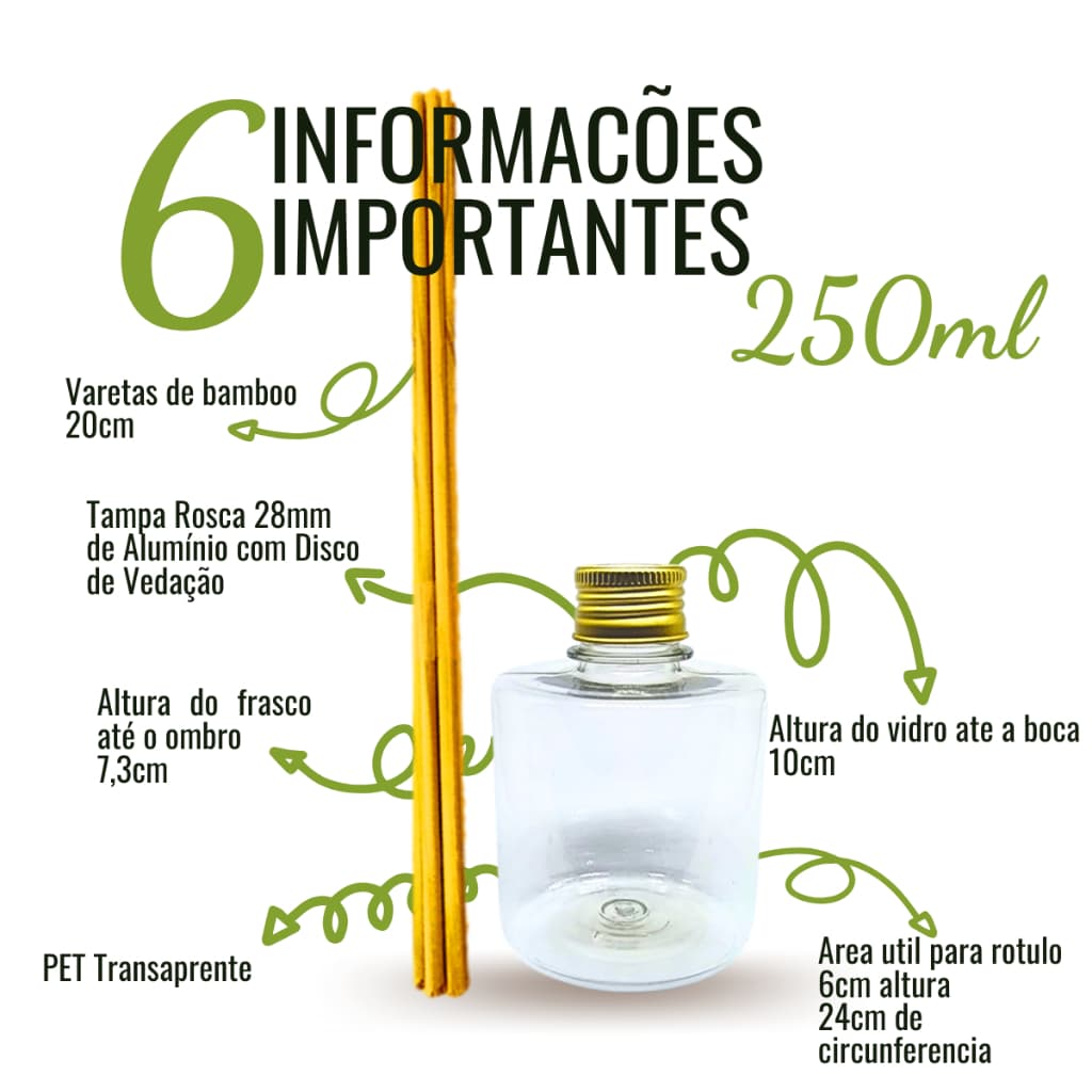5 frascos difusor aromatizador luxo  250ml com vareta tampa aluminio