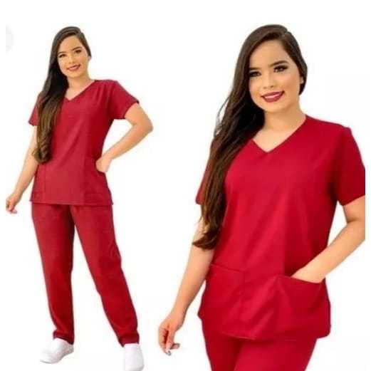 SCRUB FEMININO CONJUNTO PIJAMA CIRÚRGICO MARSALA G2 - G3 - G4 - G5 SECA RÁPIDO NÃO AMASSA