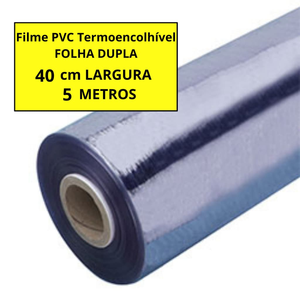Bobina Filme PVC Termoencolhivel 40 cm - 5 metros FOLHA DUPLA