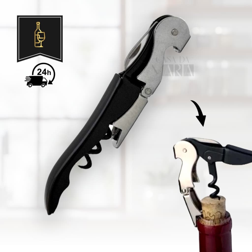 Saca Rolhas Abridor De Garrafa Vinho Saca Rolhas Estilo Canivete 12cm Em Aço