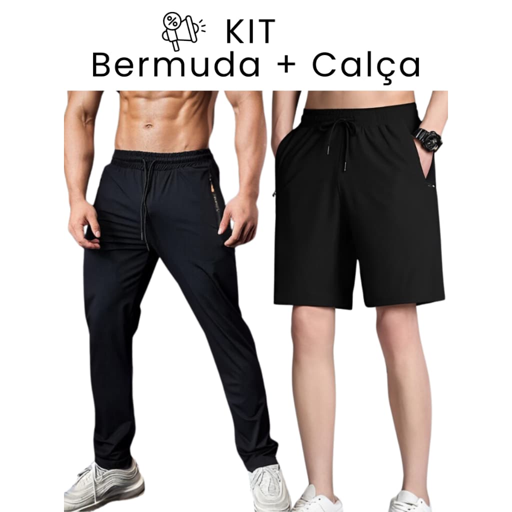 KIT Bermuda + Calça Dryfit Masculina para Academia Esportes Caminhada