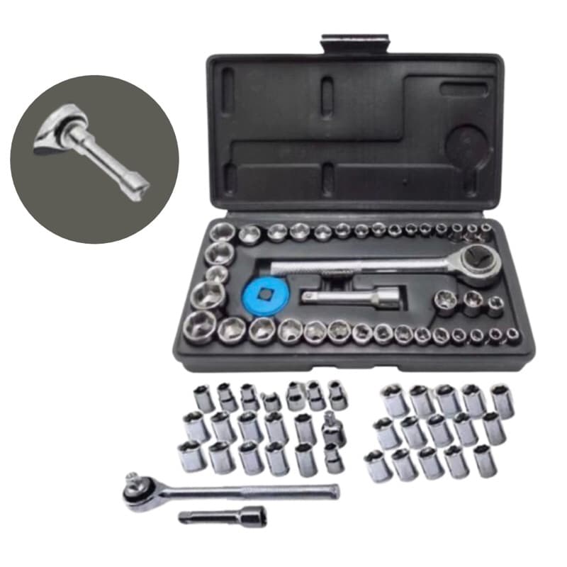 JOGO DE SOQUETES CHAVE CATRACA 1/4 ESTRIADO 40 TITANIUM