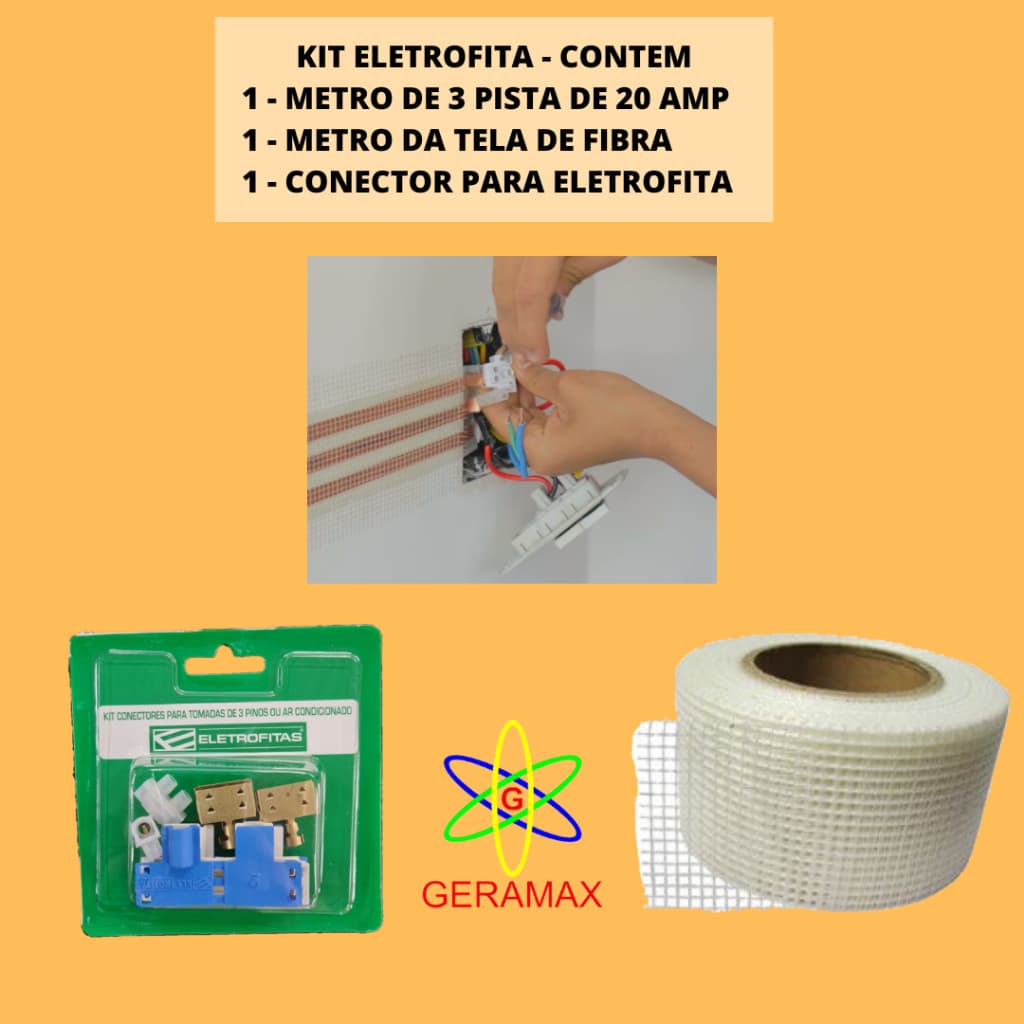 KIT ELETROFITA 3 PISTA DE 20AMP + TELA + CONECTOR KIT ELETROFITA VERDE