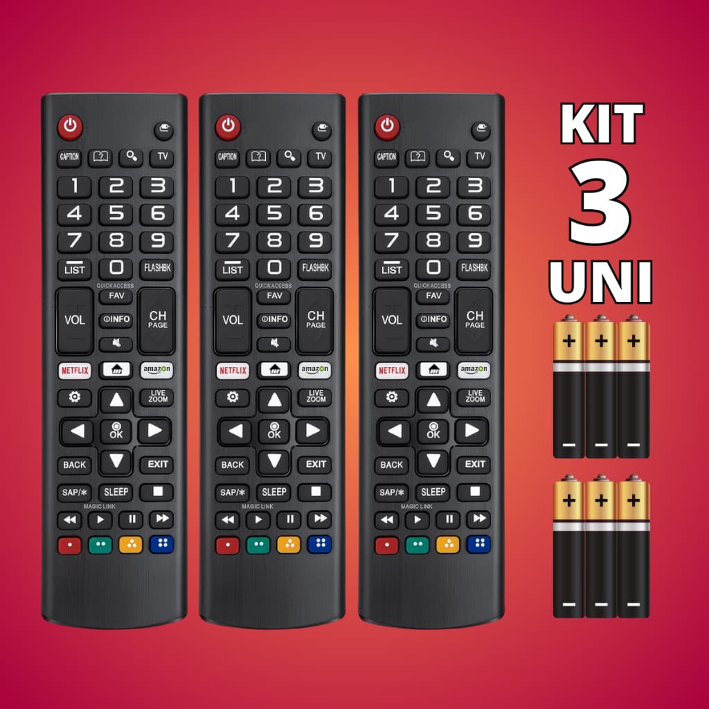 Escolha Seu Kit | Kit 3 Controle Remoto Compatível Com Lg Smart Tv 4k Botões Atalho Netflix Amazon