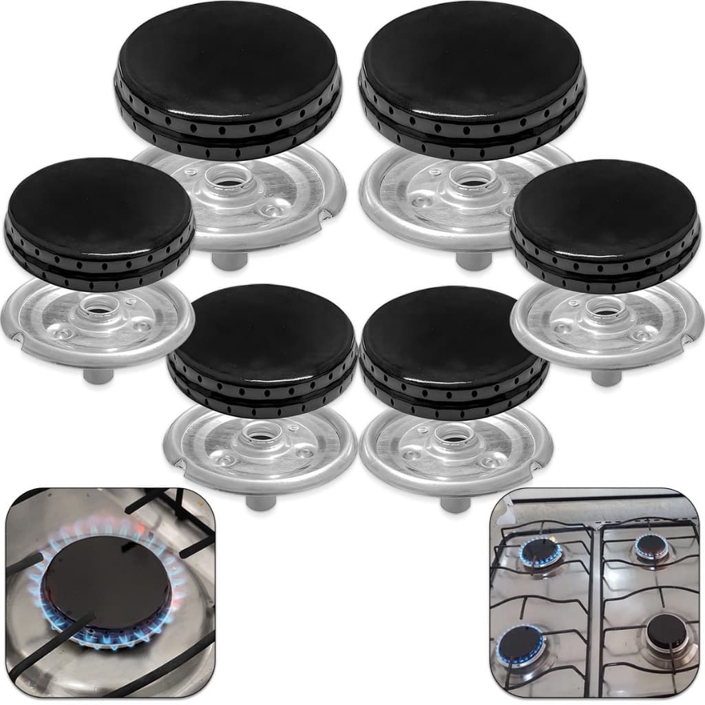 6 Tampas espalhadores + 6 Queimadores Boca de Fogão Esmaltec Veneza/ Bali/ Ágata/ Munique/ Caribe