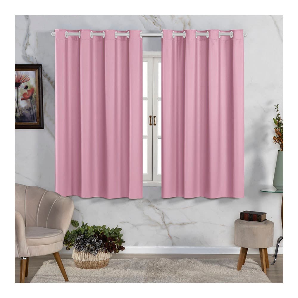 Cortina Blackout de PVC 2,00m x 1,30m Rosa para Varão Simples