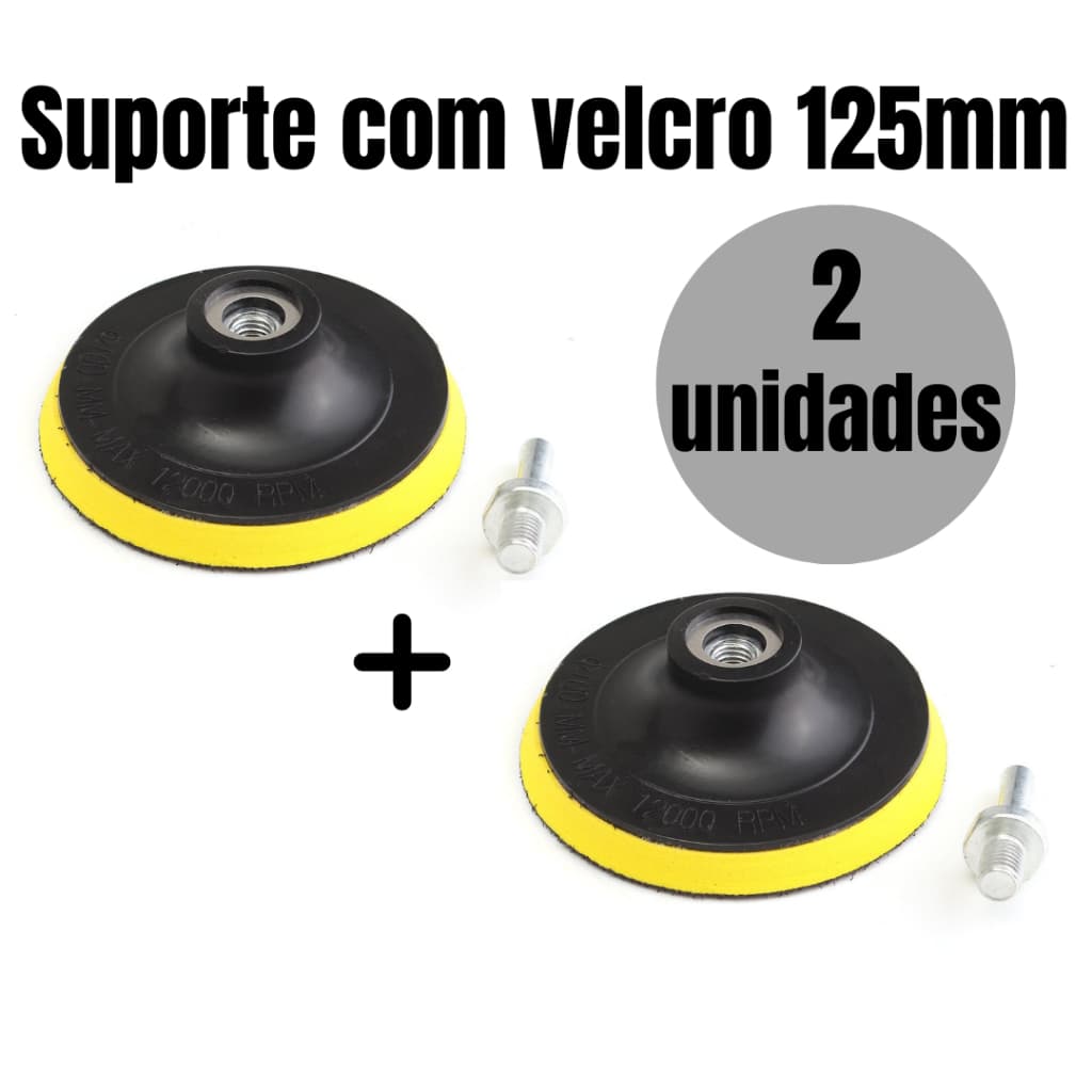 2 Suporte de Lixa Velcro Adaptador M14 P/Furadeira Parafusadeira Esmerilhadeira Lixadeira Boina 5 Polegadas
