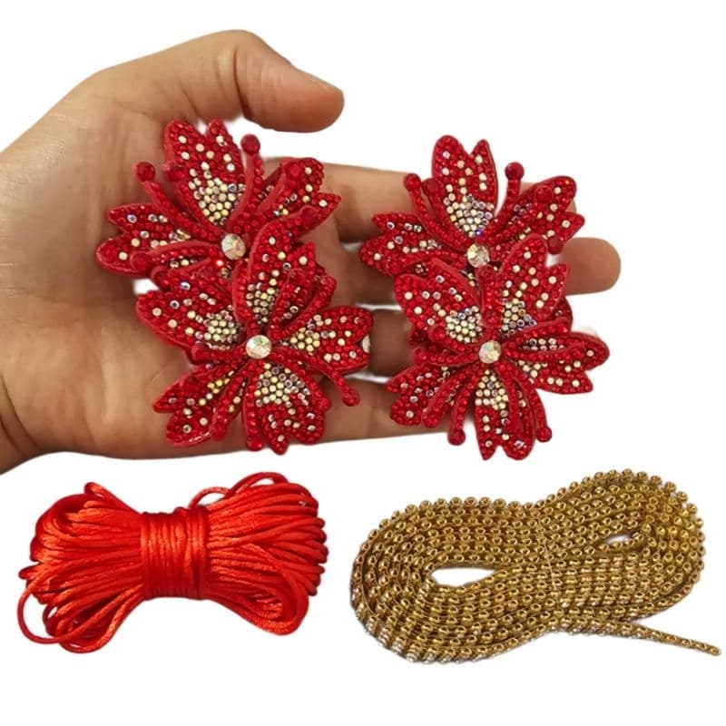 KIT para customização de chinelo,FLOR DUPLA DE FELTRO