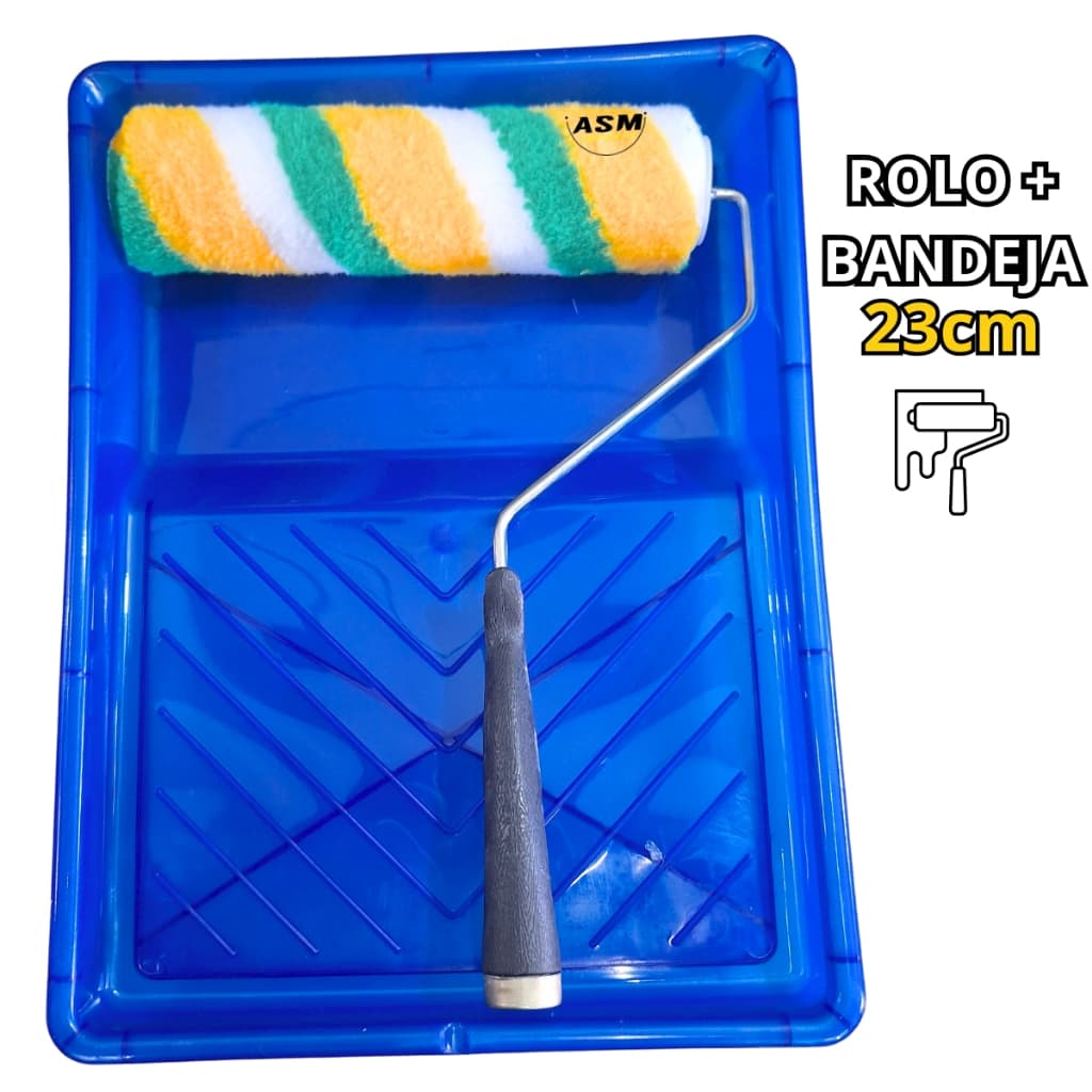 Rolo de Pintura Rolo de Lã 23cm + Suporte de Rolo e Bandeja Grande 37cm Perfeito p trabalhos completo