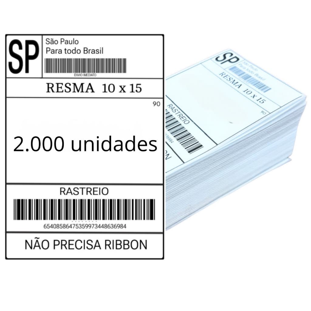 Etiqueta Termica 2000 Folhas 10X15 CM Adesivo Branco Etiqueta de Identificação E-Commerce