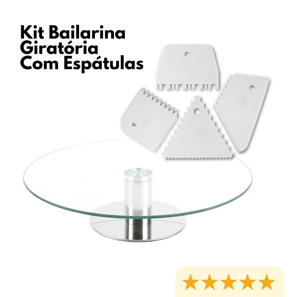 Bailarina De Vidro Para Bolos Prato Plataforma Giratorio Com Espatulas De Confeitar Doces