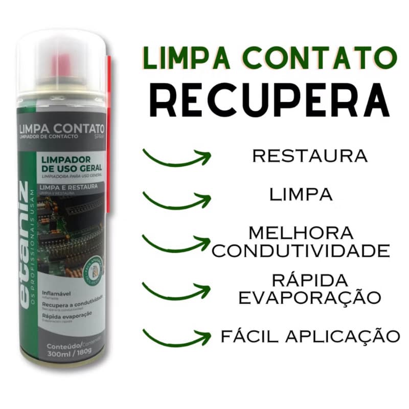 Limpa Contato Eletrônico Spray Aerossol Etaniz 300ml